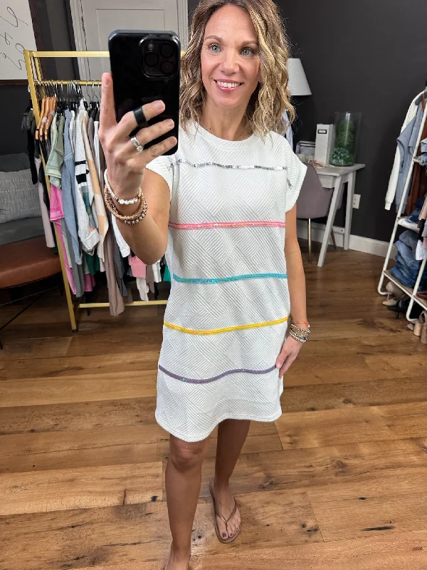 Color My World Striped Pocket Dress - Off-White