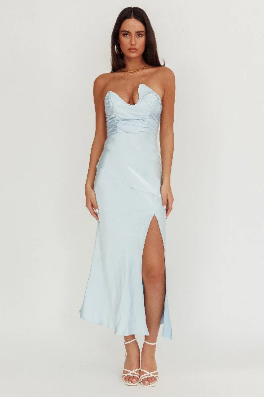 Blaise Asymmetric Neckline Maxi Dress Blue