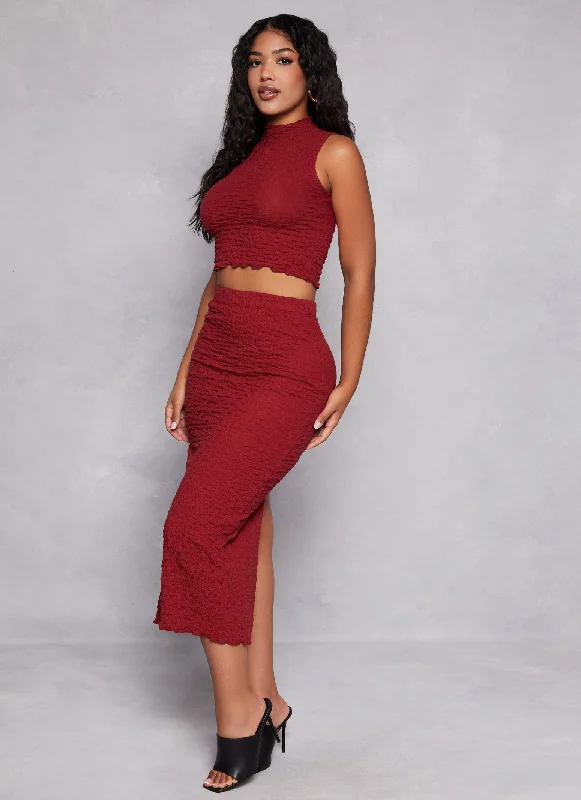 Almost Famous Textured Knit Midi Skirt