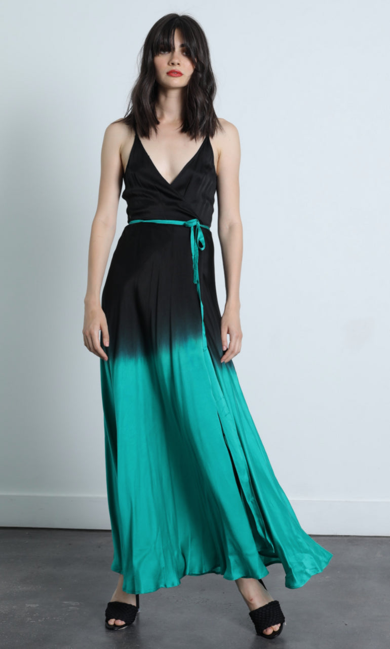 Charlize Silk Maxi Dress - Emerald