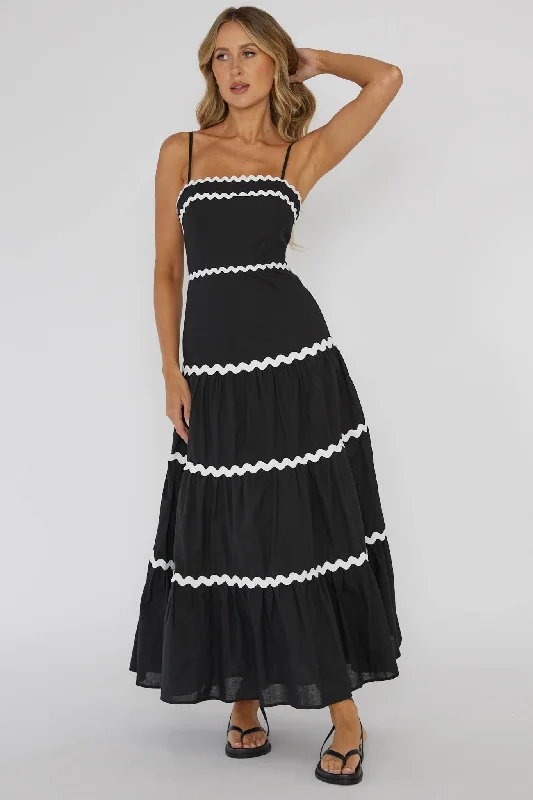 Confidante Ric Rac Trim Maxi Dress Black