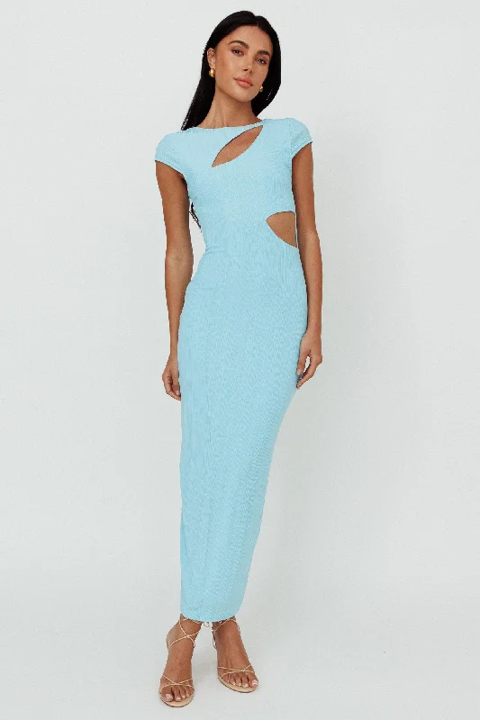 Elenice Cap Sleeve Cut-Out Midi Dress Blue