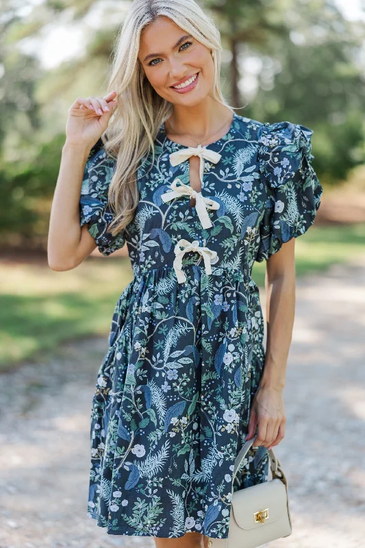 It's In The Wind Indigo Blue Floral Dress