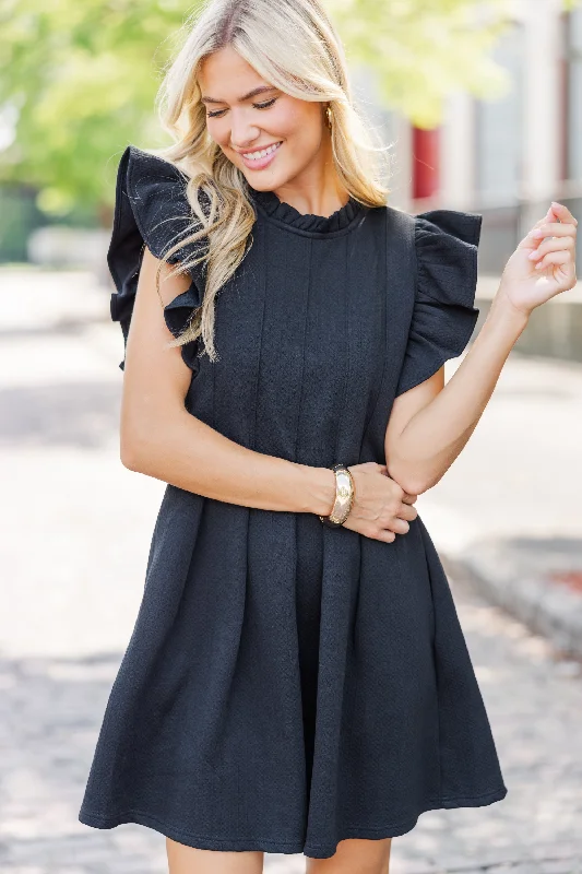 Just In A Dream Black Textured Dress