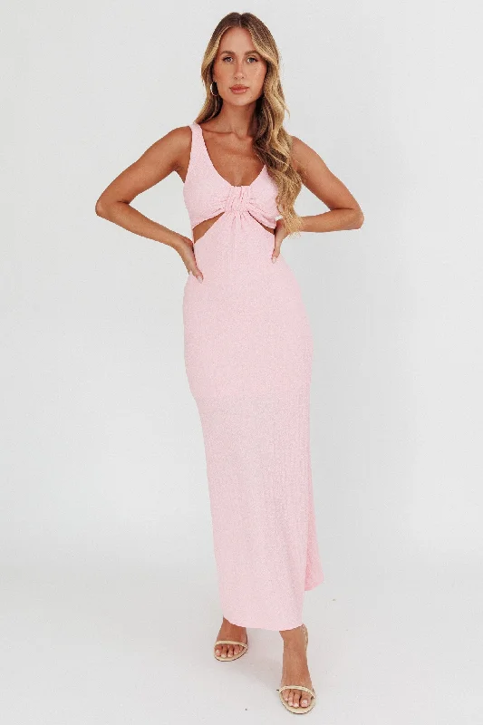 Kharissa Cut-Out Textured Maxi Dress Pink