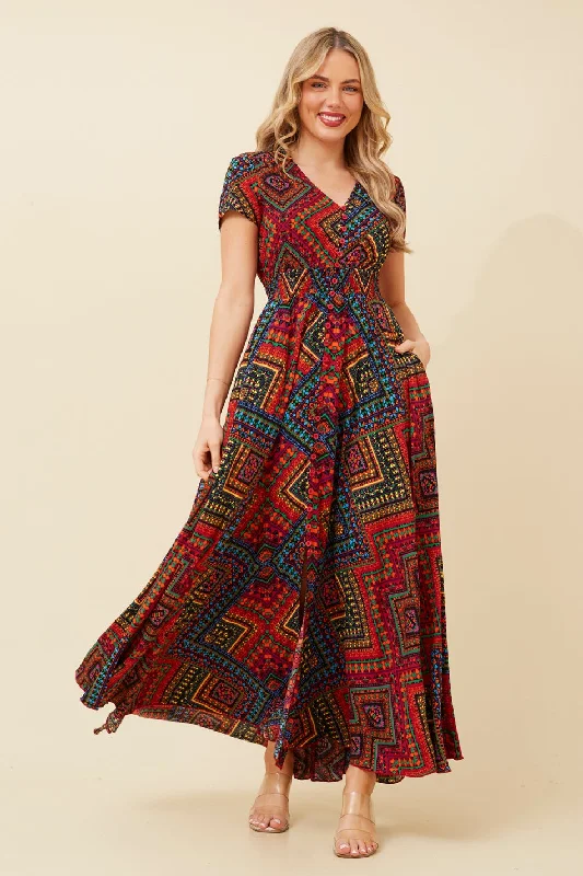 MEGAN KALEIDOSCOPE PRINT MAXI DRESS