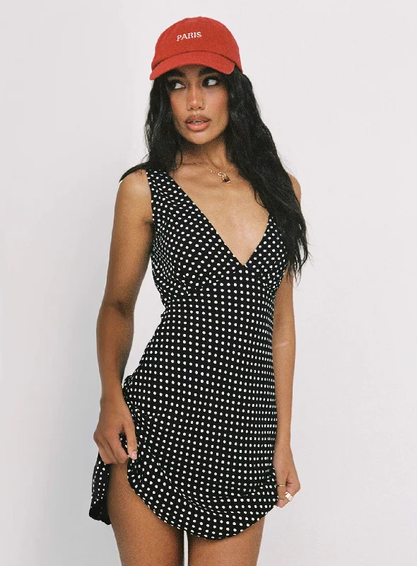 Nellie Mini Dress Black Polka Dot