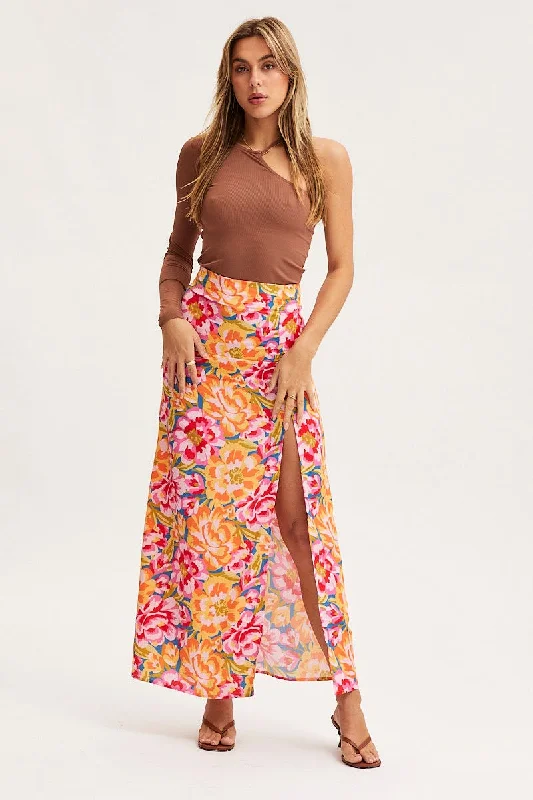 Print Maxi Skirt High Rise