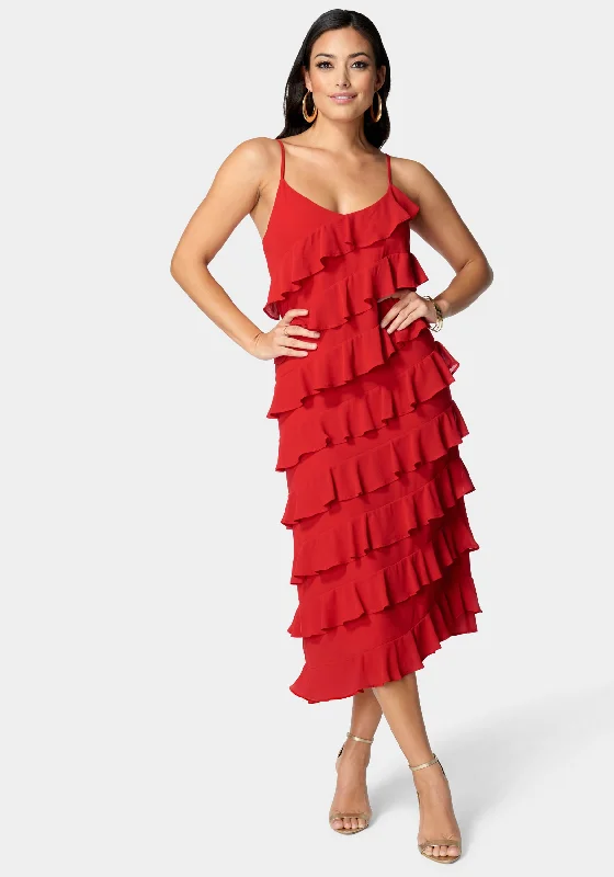 Ruffle Side Slit Maxi Dress