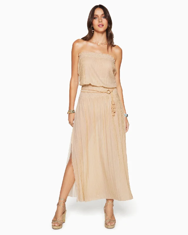 Santana Slit Maxi Dress - Gold