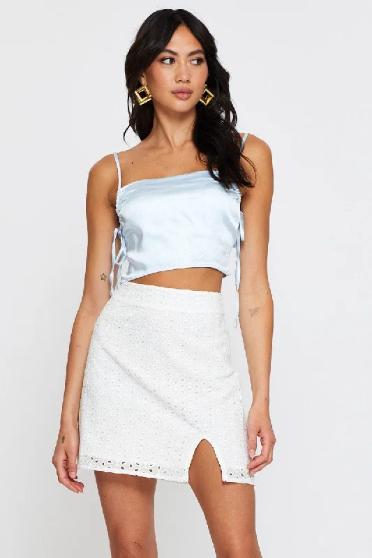 White Mini Skirt High Rise